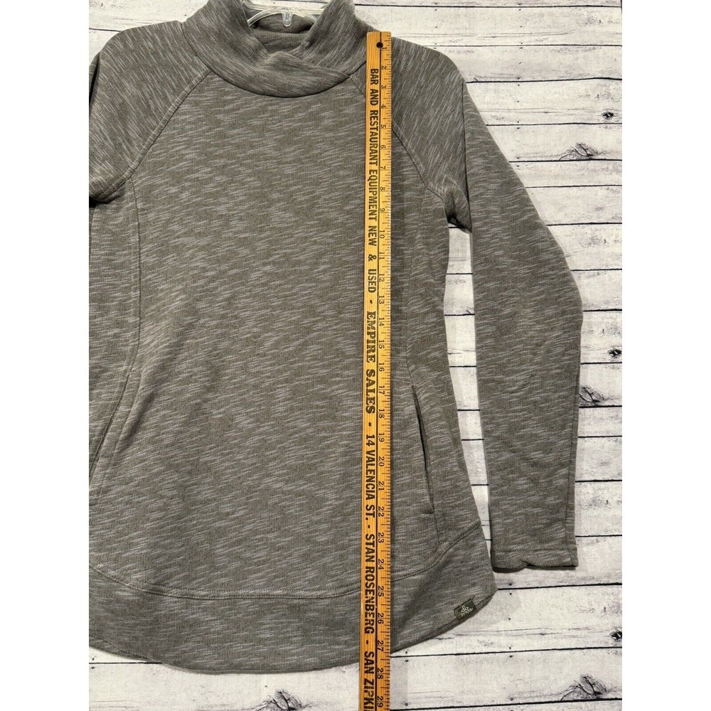 prAna Womens Calexa Tunic Sweater Sz XS Heather Green Pullover Active Pockets - Picture 12 of 15